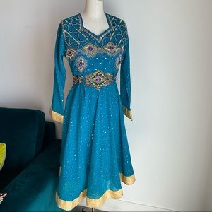 Vintage Pakistani Stunning Beaded Dress Boho Hippie 70s